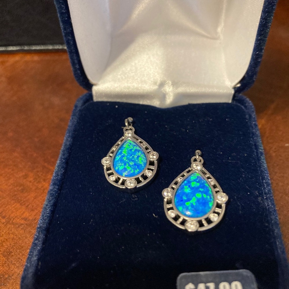 Silver opal earrings beautiful